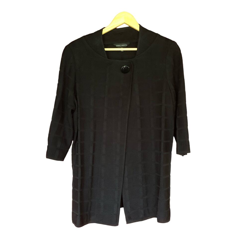 Ming Wang Sweater Sz XL Knit Cardigan Jacket 3/4 Sleeve Career Casual Workwear